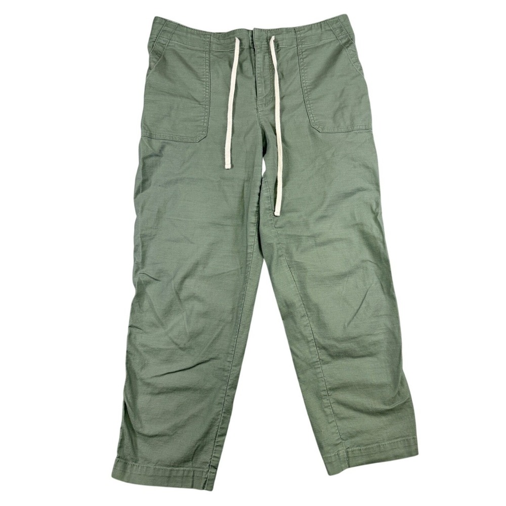 Loft Womens Olive Green Utility Pants Elastic Drawstring‎ Waist Straight Leg 10